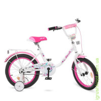 Велосипед дитячий PROF1 16д. Y1685, Flower, біло-рожевий, дзвінок, дод.колеса