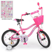 Велосипед детский PROF1 18д. Y18241-1K, Unicorn, SKD75, розовый, фонарь, звонок, зеркало, корзина, дополнительные колеса