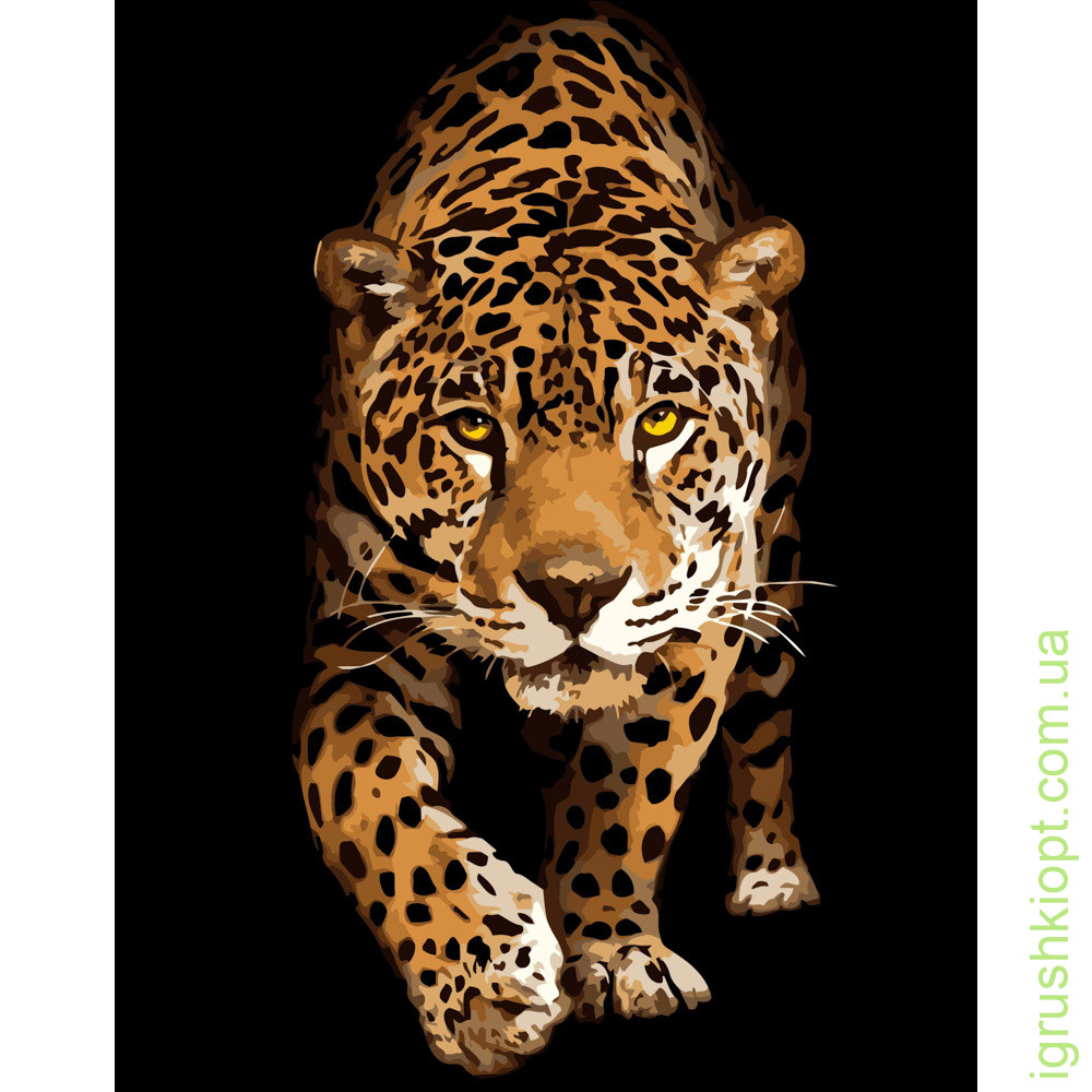 Картина за номерами Strateg ПРЕМІУМ Зустріч з леопардом розміром 40х50 см (DY257)