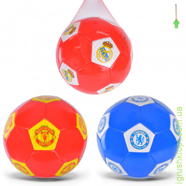 Мяч футбольный YW0244, №5, 270 грамм, PVC, MIX 3 вида, допол.: игла+сетка
