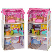 Деревянная игрушка Домик MD 1549, для куклы, 50-95-24 см, 3 этажа, мебель, в кор-ке