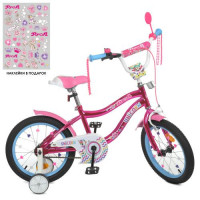 Велосипед дитячий PROF1 18д. Y18242S, Unicorn, SKD45, ліхтар, дзвінок, дзеркало, додаткові колеса, малиновий