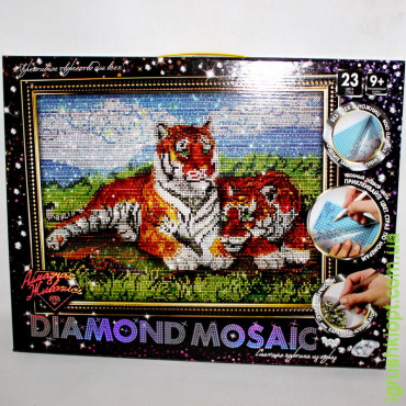 Набір для творчості "DIAMOND MOSAIC" Алмазна живопис "Тигри", DankO toys