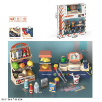 Набор "Супермаркет" MW5581, батар, свет-звук, кассовый аппарат, прилавок, продукты, в коробке