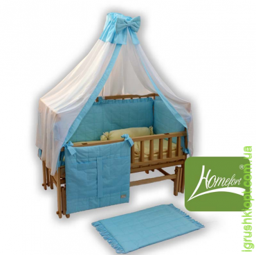 Комплект в дитяче ліжечко "Райдуга" 10 елементів ранфорс (кол. блакитний)