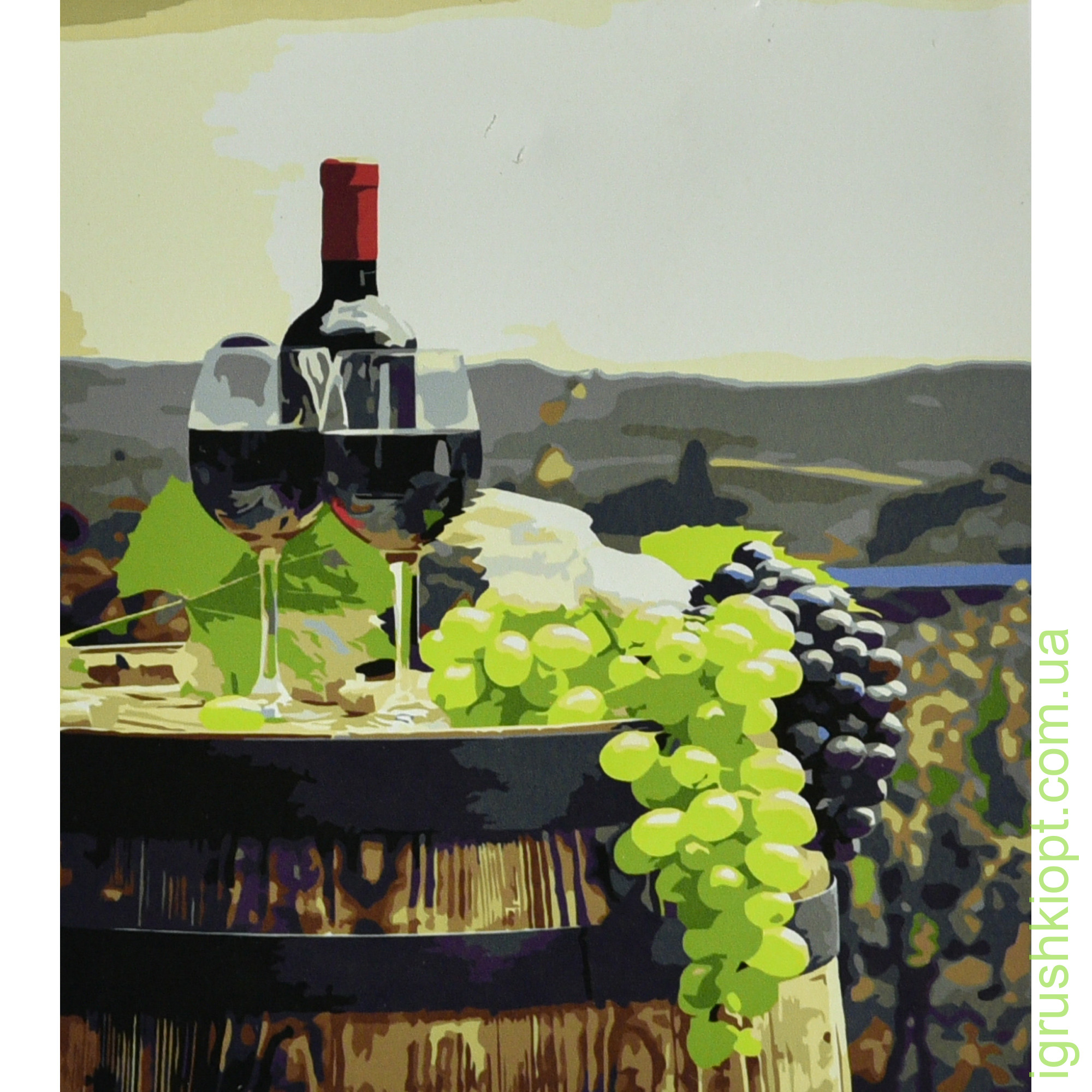 Картина за номерами Strateg ПРЕМІУМ Витончений смак винограду з лаком та з рівнем розміром 30х40 см (SS6484)