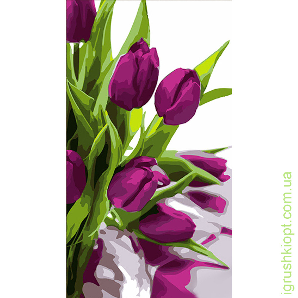 Картина за номерами Strateg Фіолетові тюльпани розміром 50х25 см (WW213)