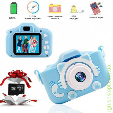 Детский цифровой фотоаппарат Smart kids Kitty Котик фотокамера с 2" экраном с встроенными играми