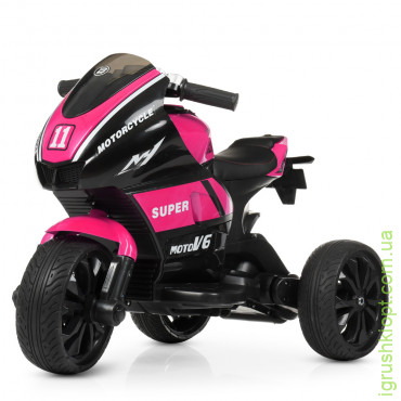 Мотоцикл M 4135EL-8, 2 мотора 25W, 2 аккумулятора 6 V 5 AH, MP3, светящиеся колеса-EVA, музыка, свет, кожаные сиденья, розовый
