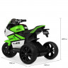 Мотоцикл M 4135EL-1-5, 2 мотора 25 W, 2 аккумулятора 6 V 4 AH, MP3, светящиеся колеса-EVA, музыка, свет, кожаные сиденья, зелено-белый