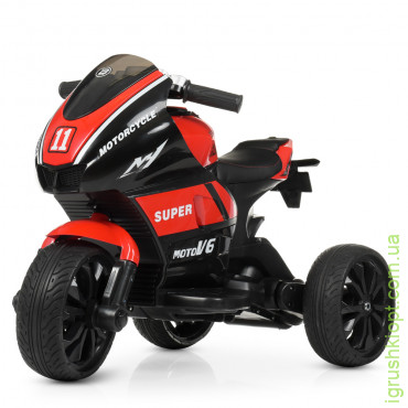 Мотоцикл M 4135EL-3, 2 мотора 25W, 2 аккумулятора 6 V 5 AH, MP3, світяться колеса-EVA, музика, світло, шкіряні сидіння, червоний
