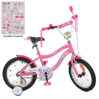 Велосипед дитячий PROF1 16д. Y16241, Unicorn, SKD45, ліхтар, дзвінок, дзеркало, дод. колеса, рожевий