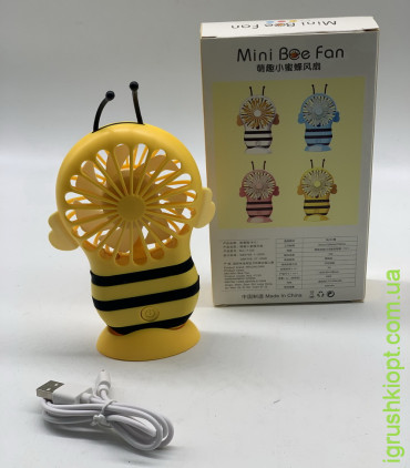 Вентилятор "Бджілка" 19-308, 3 кольори, 3 швидкості вітру, USB