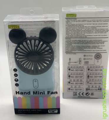 Вентилятор "Міккі" 19-306, 4 кольори, в коробці, USB