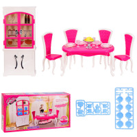 Мебель арт. 3012, кухня: стол, стулья, посуда, сервант, коробка 40*8*21 см