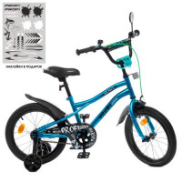 Велосипед дитячий PROF1 16д. Y16253S-1, Urban, SKD75, ліхтар, дзвінок, дзеркало, дод. колеса, бірюзовий