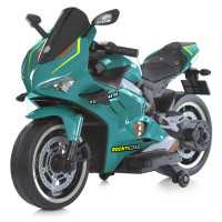 Мотоцикл M 5056EL-5, 2 мотора 45 W, 1 акум. 12 V 12 AH, музыка, свет, MP3, USB, EVA, кожа, колеса со светом, зеленый