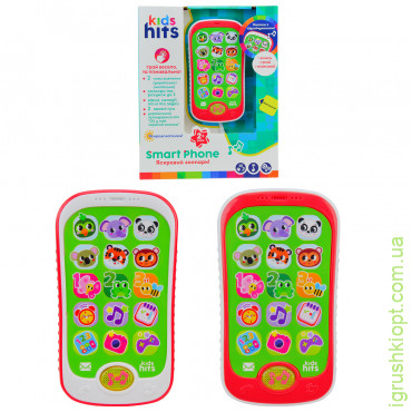 Телефон музичний розвиваючий Kids Hits арт. KH03/004 "Яскравий зоопарк", батарейки у комплекті, 2 кольори мікс,  коробка 23*3,5*18.5 см