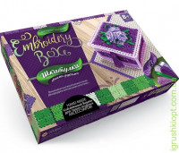 Набір для творчості «EMBROIDERY BOX» Скринька бузкова, кв, три троянди, DankO toys