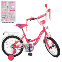 Велосипед дитячий PROF1 16д. Y16302N, Blossom, SKD45, ліхтар, дзвінок, дзеркало, дод. колеса, малиновий