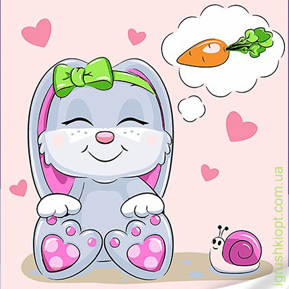 Картина за номерами Strateg ПРЕМІУМ Кролик з морквою з лаком та з рівнем розміром 30х30 см (ES-0876)