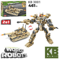Конструктор KB 3001, військова техніка, 2 в 1 (танк, робот), 461 деталь, у коробці