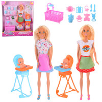 Кукла типа Барби арт. LX056-B, 2 вида, куколка, стул для кормления, кроватка, аксессуар, коробка 29*5.5*32.5 см