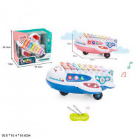 Іграшка Муз розв. ксилофон S660-2 Літак, 2 кольори мікс, батарейки, музика, світло, в коробці