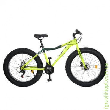 Велосипед 26 д. EB26AVENGER 1.0 S26.3, сталева рама 17", Shimano 21SP, ал. DB, ал. обiд, 26"*4.0, салатовий