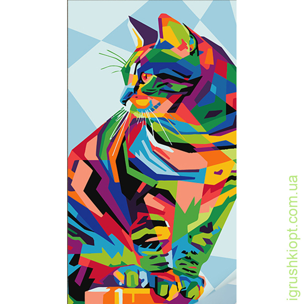 Картина за номерами Strateg Милий кіт у стилі поп-арт розміром 50х25 см (WW228)