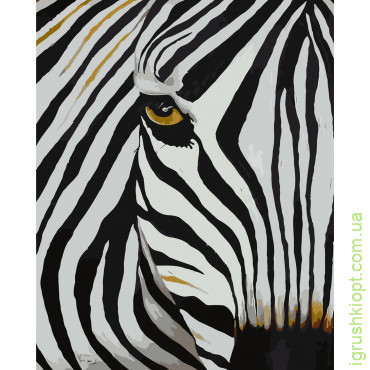 Картина за номерами Strateg ПРЕМІУМ Погляд зебри з лаком розміром 40х50 см SY6026