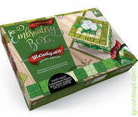 Набір для творчості «EMBROIDERY BOX» Скринька зел, кв, три троянди, DankO toys