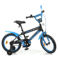 Велосипед дитячий PROF1 16д. Y16323, Inspirer, SKD45, ліхтар, дзвінок, дзеркало, дод. колеса, чорно-синій (мат)