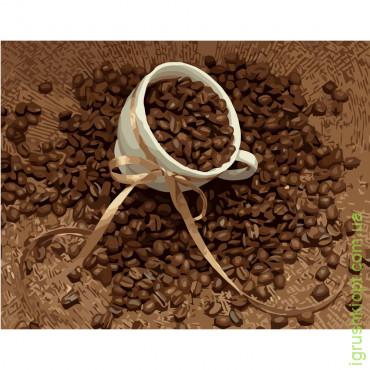 Картина за номерами Strateg ПРЕМІУМ Зернятка кави розміром 40х50 см (GS019)