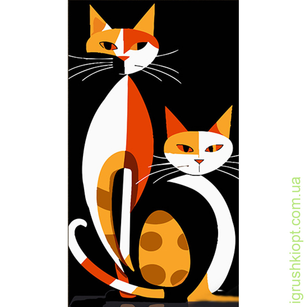 Картина за номерами Strateg Геометричні коти в стилі сюрреалізму розміром 50х25 см (WW230)
