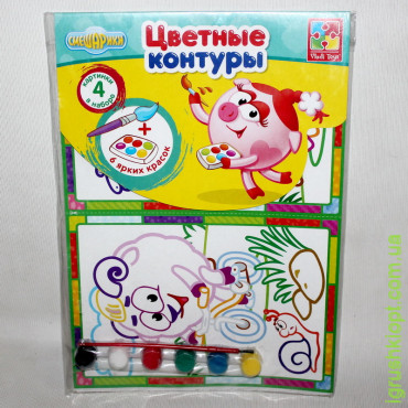 Кольорові контури "Смішарики" у пакеті, Vladi Toys