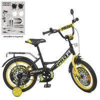 Велосипед дитячий PROF1 16д. Y1643, Original boy, SKD45, ліхтар, дзвінок, дзеркало, дод. колеса, чорно-жовтий