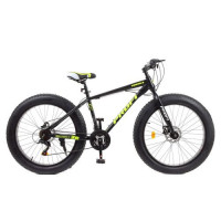 Велосипед 26 д. EB26POWER 1.0 S26.6, стальная рама 17", Shimano 21SP, ал. DB, ал. обод, 26*4.0, черно-салатовый