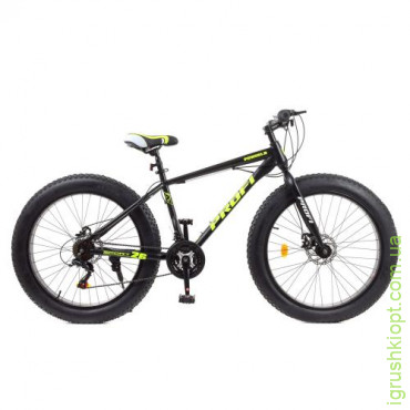 Велосипед 26 д. EB26POWER 1.0 S26.6, сталева рама 17", Shimano 21SP, ал. DB, ал. обід, 26*4.0, чорно-салатовий