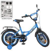 Велосипед дитячий PROF1 16д. Y1644, Original boy, SKD45, ліхтар, дзвінок, дзеркало, дод. колеса, блакитно-чорний