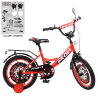 Велосипед детский PROF1 16д. Y1646, Original boy, SKD45, фонарь, звонок, зеркало, доп. колеса, красно-черный