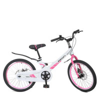 Велосипед дитячий PROF1 20д. LMG20239 Hunter, SKD 85, магн. рама, біло-рожевий, зв., диск. гальма, підніжка