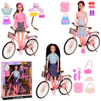 Кукла типа "Барби" арт. HX2099A, 3 вида, велосипед, сумка, питомец, короб. 26*8*33 см