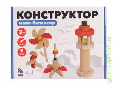 Деревянный конструктор-балансир "Маяк", 14 деревянных фигур