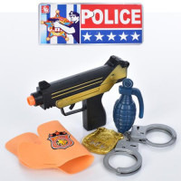 Набір зі зброєю 08-22, пістолет 17 см, в кобурі, граната, наручники, значок, в кульку