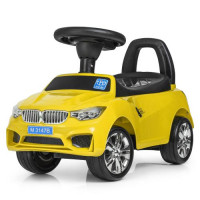 Каталка-толокар M 3147B-6, музыка, звук, свет, багажник под сиденьем, колеса EVA, на батарейках, 63,5-37-29 см, желтый