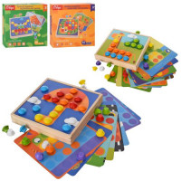Деревянная игрушка Мозаика MD 1816, Игровое поле, карточки 10 штук, 2 вида, в коробке