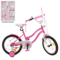 Велосипед дитячий PROF1 16д. Y1691, Star, SKD45, ліхтар, дзвінок, дзеркало, дод. колеса, рожевий