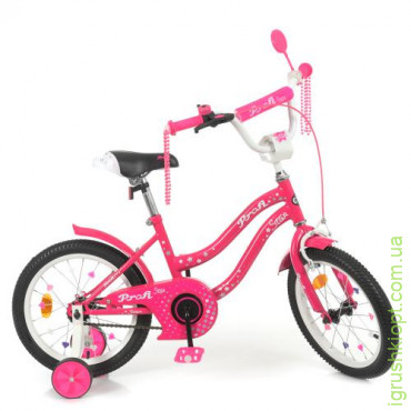 Велосипед дитячий PROF1 16д. Y1692, Star, SKD45, ліхтар, дзвінок, дзеркало, дод. колеса, малиновий