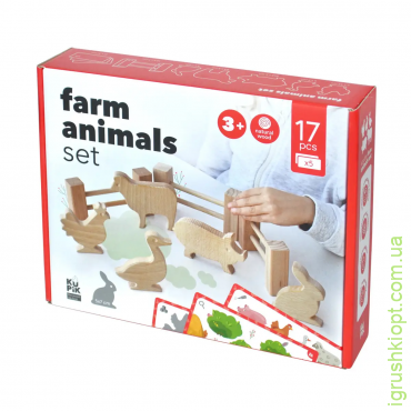 Игровой набор деревянных домашних животных с ограждением